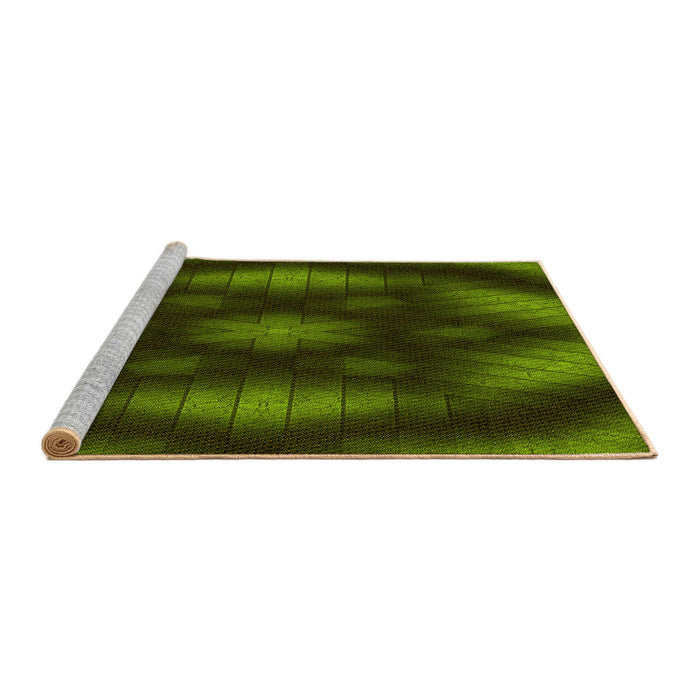 Sideview of Machine Washable Transitional Dark Forest Green Rug, wshpat110yw