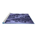 Sideview of Machine Washable Transitional Blue Rug, wshpat1100blu