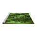 Sideview of Machine Washable Transitional Dark Forest Green Rug, wshpat1100grn