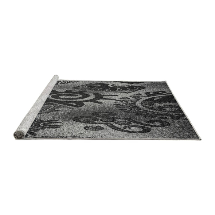 Sideview of Machine Washable Transitional Gunmetal Gray Rug, wshpat1100gry