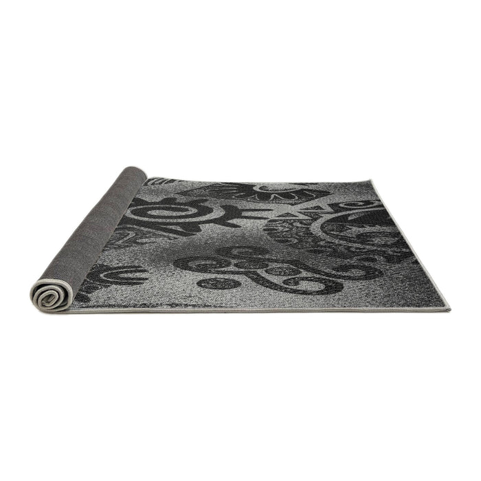 Thickness of Patterned Gunmetal Gray Rug, pat1100gry