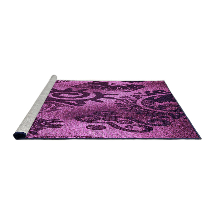 Sideview of Machine Washable Transitional Crimson Purple Rug, wshpat1100pur