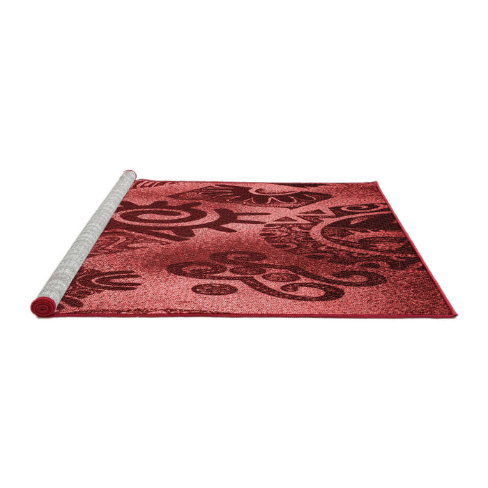 Sideview of Machine Washable Transitional Red Rug, wshpat1100rd