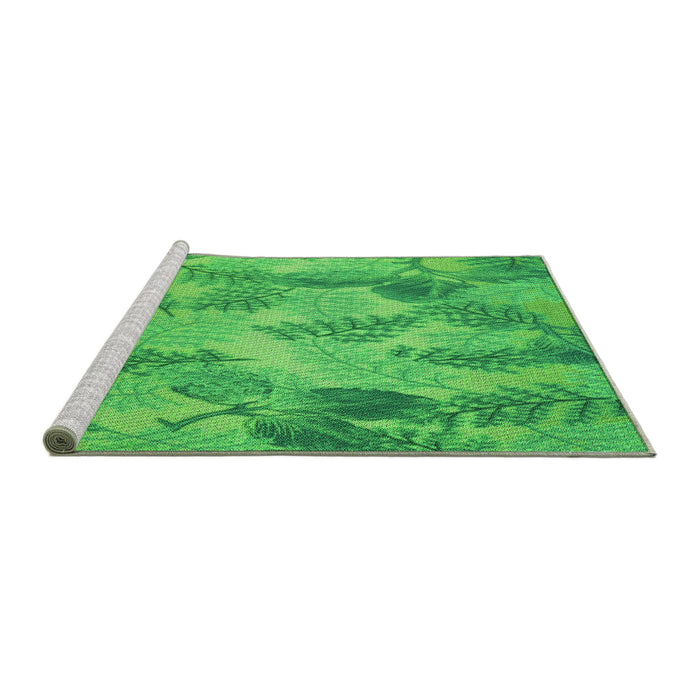 Sideview of Machine Washable Transitional Neon Green Rug, wshpat1101grn