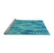 Sideview of Machine Washable Transitional Dark Turquoise Green Rug, wshpat1101lblu