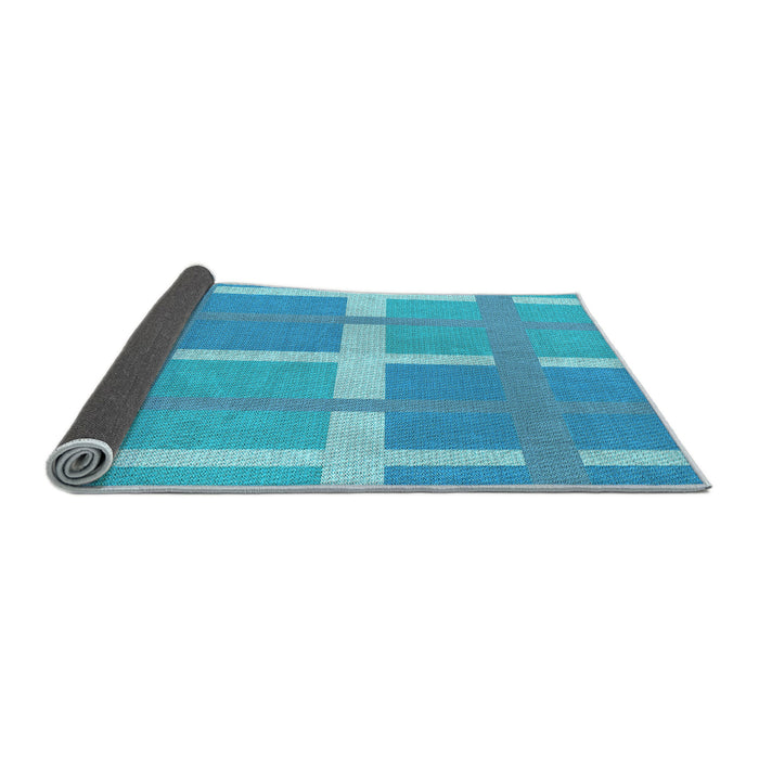 Thickness of Patterned Bright Turquoise Blue Rug, pat1103lblu
