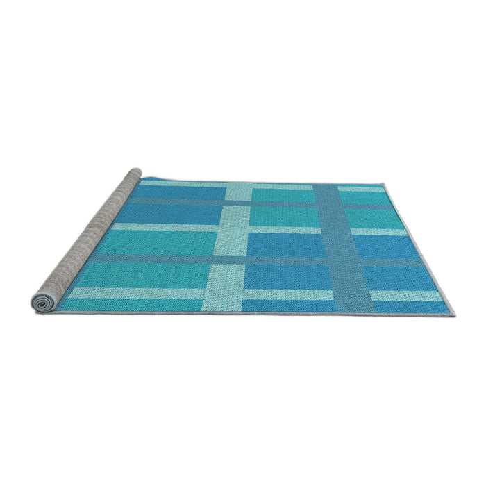 Sideview of Machine Washable Transitional Bright Turquoise Blue Rug, wshpat1103lblu