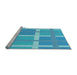 Sideview of Machine Washable Transitional Bright Turquoise Blue Rug, wshpat1103lblu