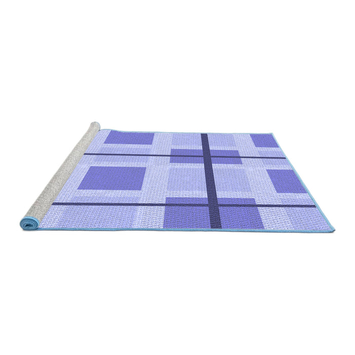 Sideview of Machine Washable Transitional Blue Rug, wshpat1104blu