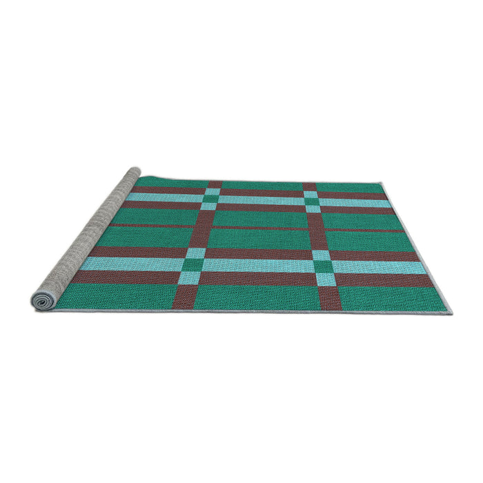 Sideview of Machine Washable Transitional Dark Turquoise Green Rug, wshpat1105lblu