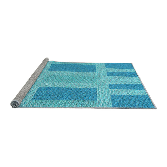 Sideview of Machine Washable Transitional Bright Turquoise Blue Rug, wshpat1106lblu