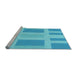 Sideview of Machine Washable Transitional Bright Turquoise Blue Rug, wshpat1106lblu