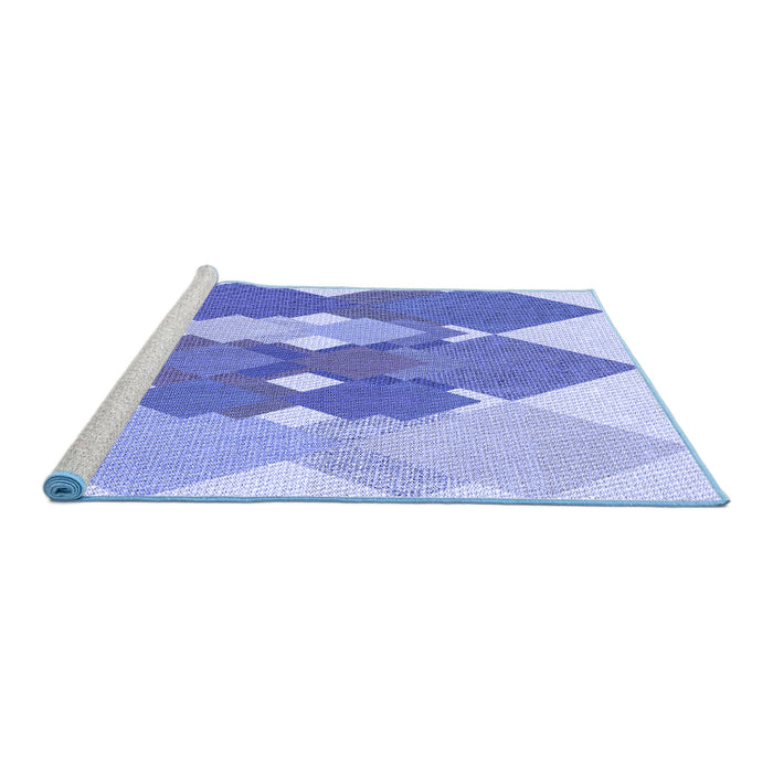 Sideview of Machine Washable Transitional Blue Rug, wshpat1107blu