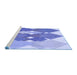 Sideview of Machine Washable Transitional Blue Rug, wshpat1107blu