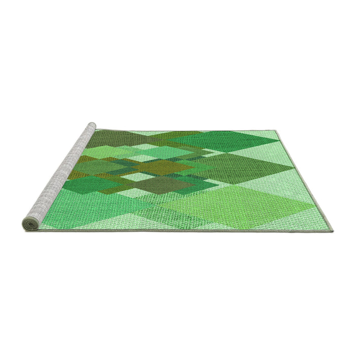 Sideview of Machine Washable Transitional Dark Lime Green Rug, wshpat1107grn