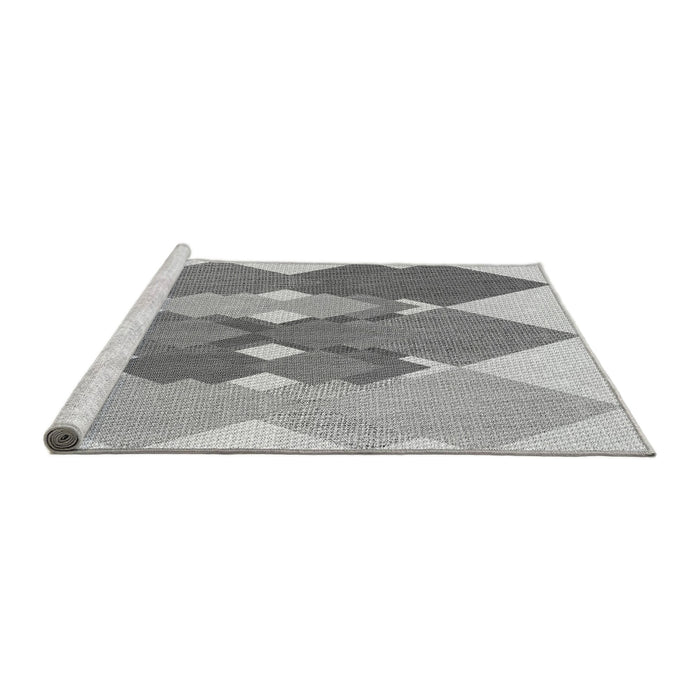 Sideview of Machine Washable Transitional Platinum Silver Gray Rug, wshpat1107gry