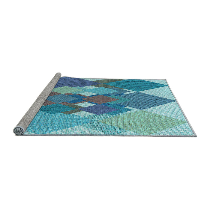 Sideview of Machine Washable Transitional Blue Ivy Blue Rug, wshpat1107lblu