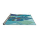 Sideview of Machine Washable Transitional Blue Ivy Blue Rug, wshpat1107lblu