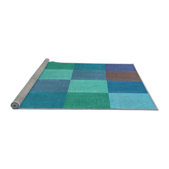 Sideview of Machine Washable Transitional Blue Rug, wshpat1108lblu