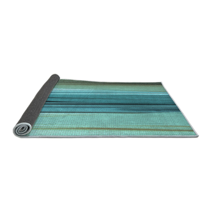 Thickness of Patterned Aquamarine Stone Green Rug, pat1109lblu