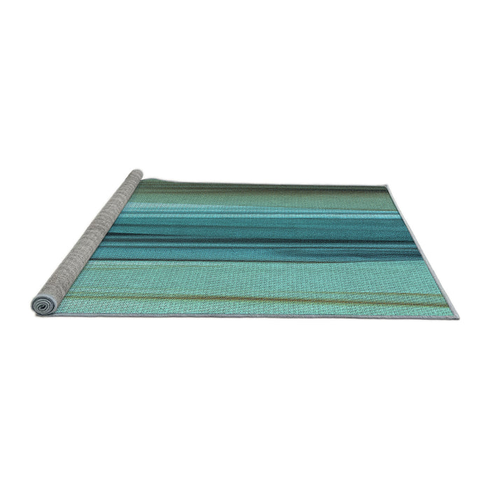 Sideview of Machine Washable Transitional Aquamarine Stone Green Rug, wshpat1109lblu