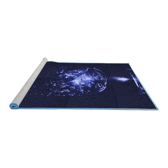 Sideview of Machine Washable Transitional Night Blue Rug, wshpat111blu