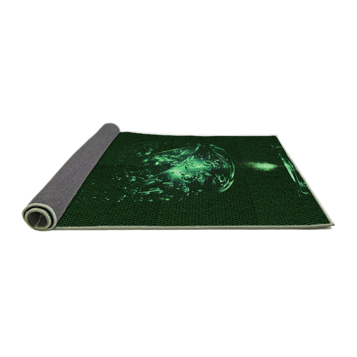 Thickness of Patterned Deep Emerald Green Rug, pat111grn