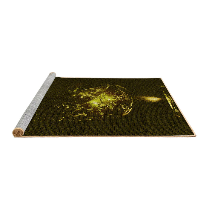 Sideview of Machine Washable Transitional Black Rug, wshpat111yw