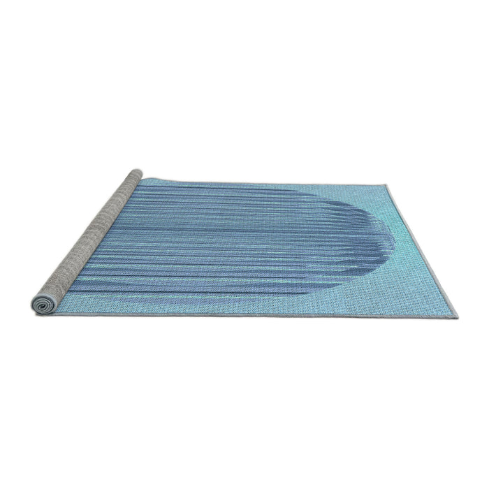 Sideview of Machine Washable Transitional Iceberg Blue Rug, wshpat1112lblu