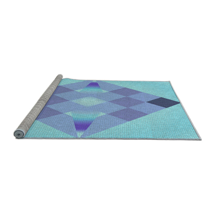 Sideview of Machine Washable Transitional Iceberg Blue Rug, wshpat1114lblu