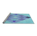 Sideview of Machine Washable Transitional Iceberg Blue Rug, wshpat1114lblu