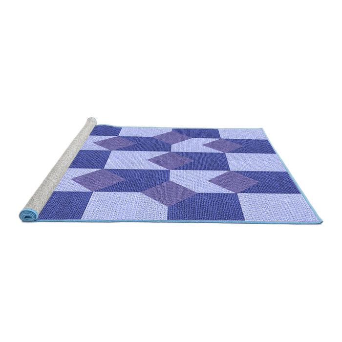 Sideview of Machine Washable Transitional Blue Rug, wshpat1116blu