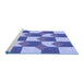 Sideview of Machine Washable Transitional Blue Rug, wshpat1116blu