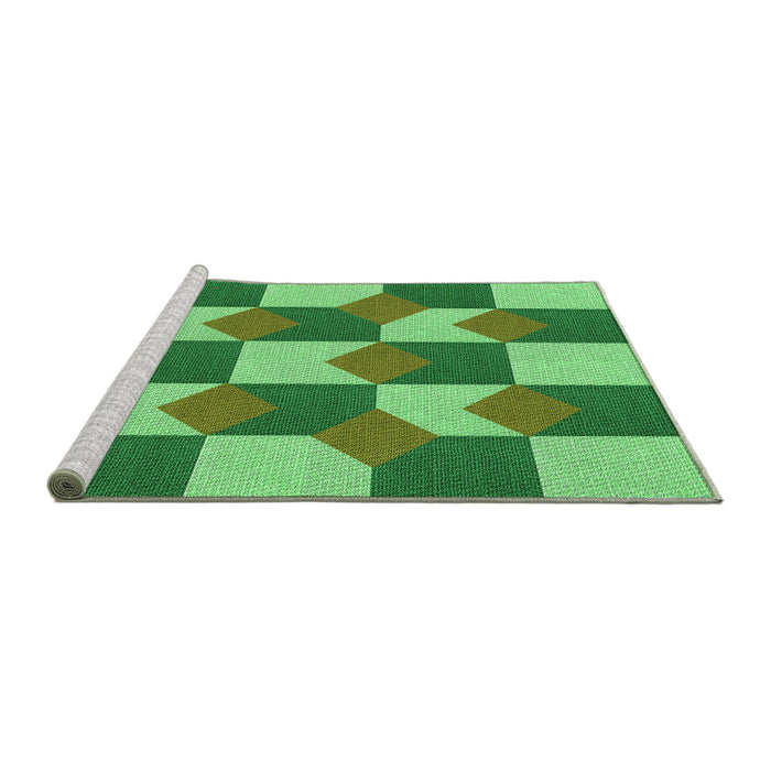 Sideview of Machine Washable Transitional Green Rug, wshpat1116grn