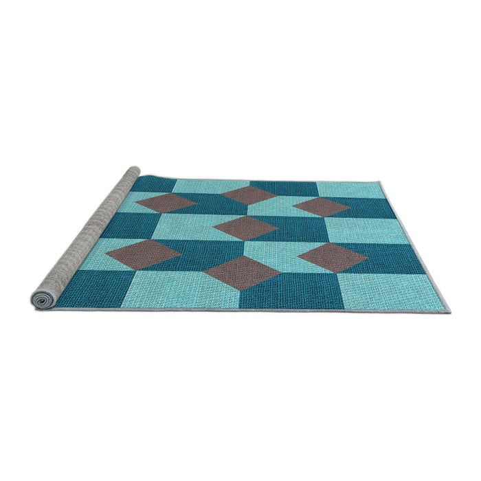 Sideview of Machine Washable Transitional Azure Blue Rug, wshpat1116lblu
