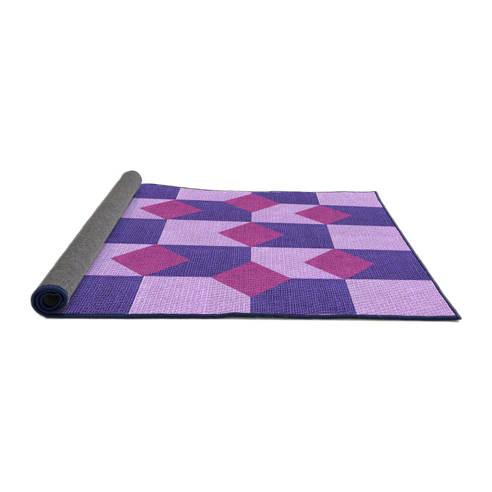 Thickness of Patterned Blue Violet Purple Rug, pat1116pur