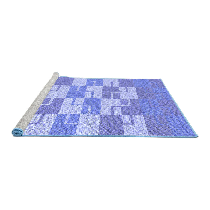 Sideview of Machine Washable Transitional Jeans Blue Rug, wshpat1117blu