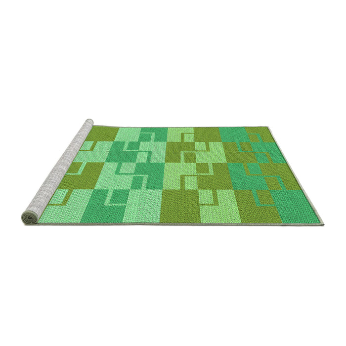 Sideview of Machine Washable Transitional Green Rug, wshpat1117grn
