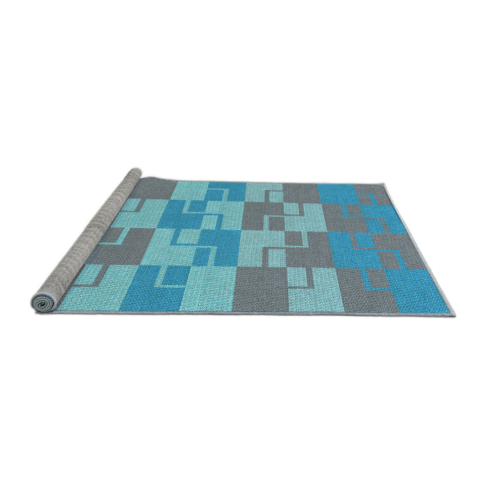 Sideview of Machine Washable Transitional Silk Blue Rug, wshpat1117lblu