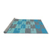 Sideview of Machine Washable Transitional Silk Blue Rug, wshpat1117lblu