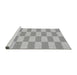 Sideview of Machine Washable Transitional Platinum Silver Gray Rug, wshpat1118gry