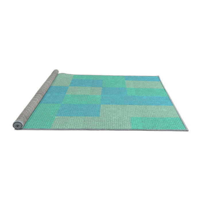 Sideview of Machine Washable Transitional Turquoise Green Rug, wshpat1119lblu