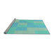 Sideview of Machine Washable Transitional Turquoise Green Rug, wshpat1119lblu