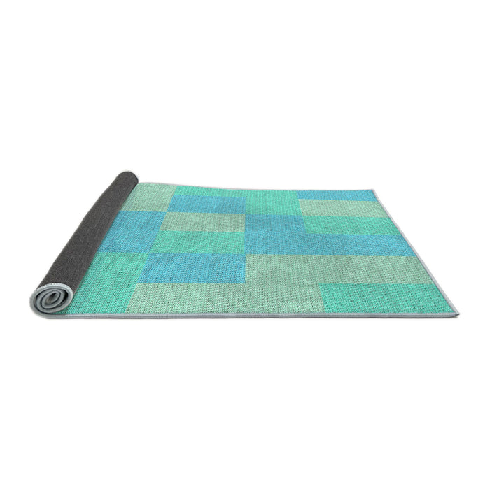 Thickness of Patterned Turquoise Green Rug, pat1119lblu