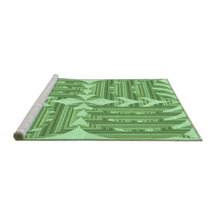 Sideview of Machine Washable Transitional Dark Lime Green Rug, wshpat1120grn
