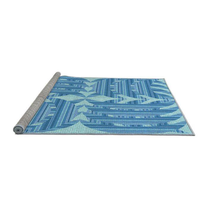 Sideview of Machine Washable Transitional Neon Blue Rug, wshpat1120lblu
