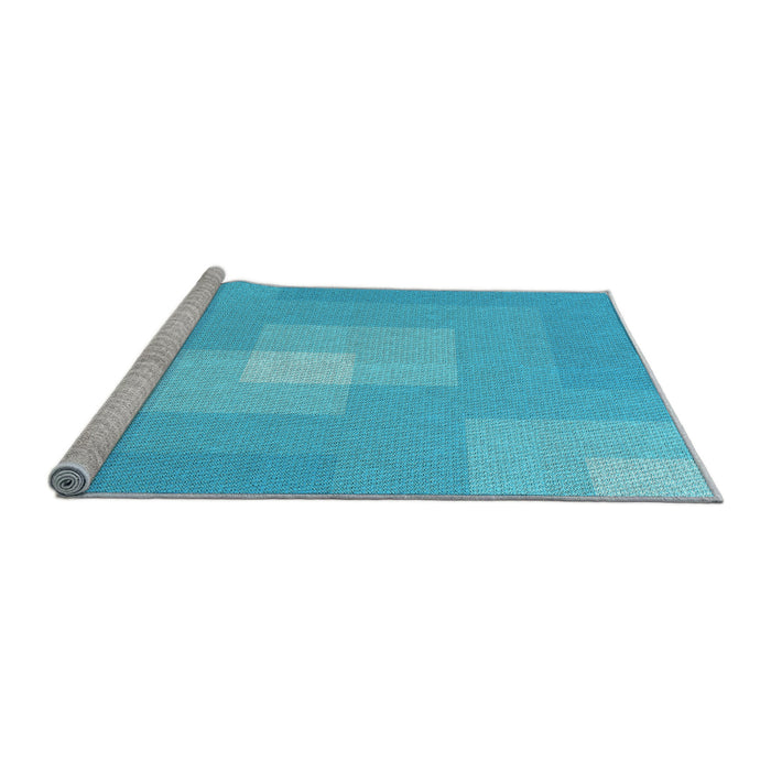 Sideview of Machine Washable Transitional Bright Cyan Blue Rug, wshpat1121lblu