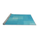 Sideview of Machine Washable Transitional Bright Cyan Blue Rug, wshpat1121lblu