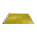 Sideview of Machine Washable Transitional Yellow Rug, wshpat1121yw