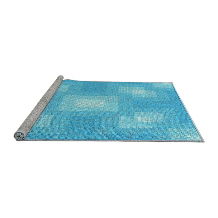 Sideview of Machine Washable Transitional Bright Turquoise Blue Rug, wshpat1122lblu